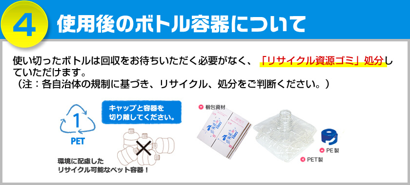 使用後のボトル容器について